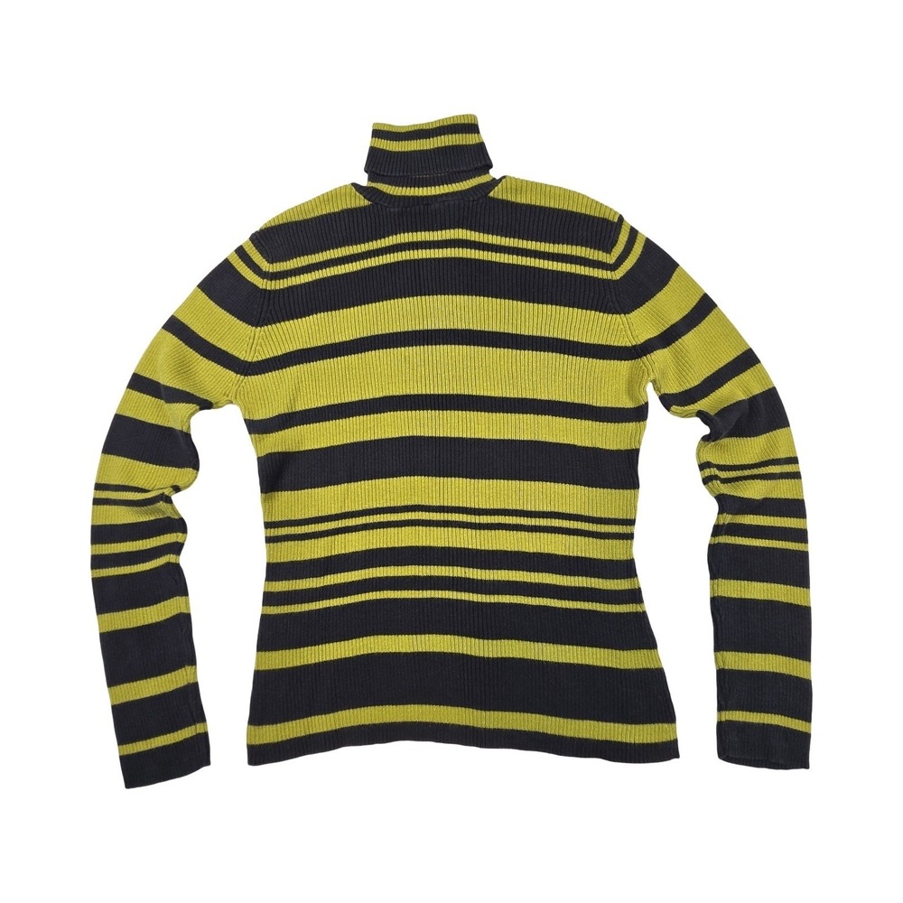 Valerie Stevens Ribbed Turtleneck Sweater Combed Cotton Striped Alt Grunge VTG